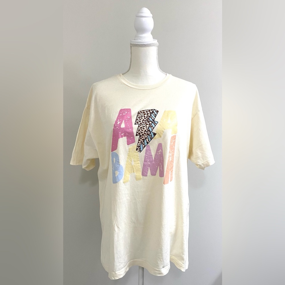 Tultex Women XL Butter Yellow Alabama T-Shirt Collegiate Boho Graphic Streetwear